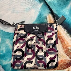 Coach Black and Burgundy Signature Crossbody Bag